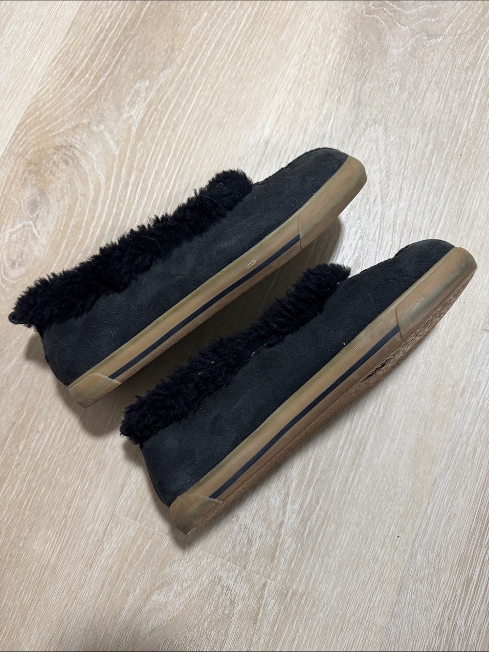 UGG Black Shearling-Trim Suede Slip-Ons - Picture 3 of 6